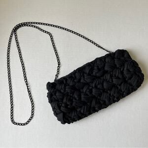 Lorenza Gandaglia Italy Hand Made Black Crochet Clutch Crossbody Missy Purse Vtg